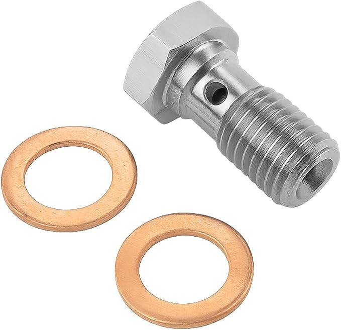 M10 x 1.25 Metric Thread Single Banjo Bolt Brake Fitting Adapter, 20mm Long - Image 6