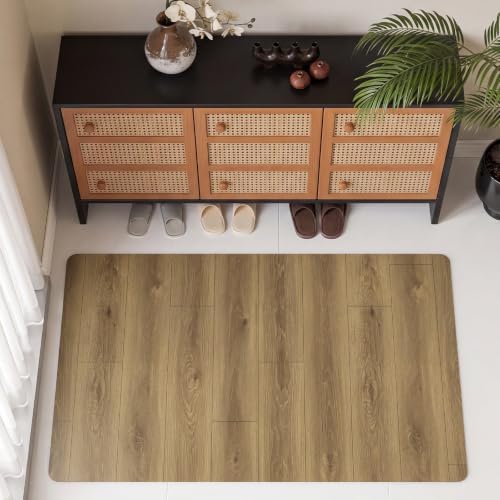 3' x 5' Wood Grain Vinyl Floor Mat Non-Slip, Easy Clean Vinyl Rug by Unknown