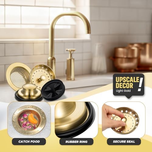 4 Pcs Light Gold Kitchen Sink Accessories Garbage Disposal Splash Guards 3.4'' - Image 4