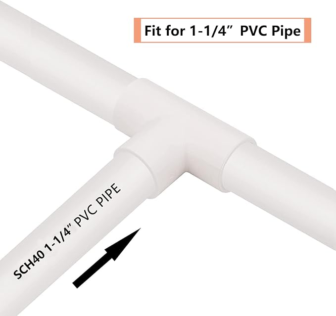 5Pack 1-1/4" PVC Tee 3 Way PVC Pipe Fittings Connector Furniture Grade SCH40 - Image 3