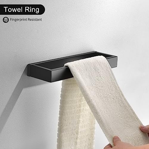 Black Towel Bar Set, 4-Pieces Bathroom Hardware Set Modern Bathroom Towel - Image 3