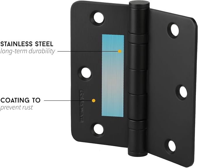goldenwarm 3 Pack 304 Stainless Steel Door Hinges, Matte Black Non Removable - Image 3