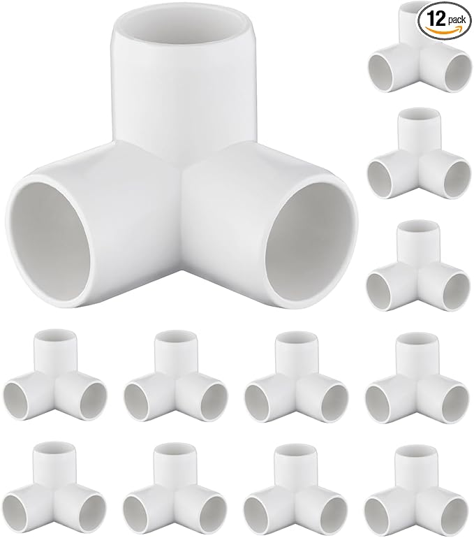12-Pack 3 Way PVC Fittings 3/4 Inch, Furniture Grade PVC Pipe Connector Elbow by TianTianUp