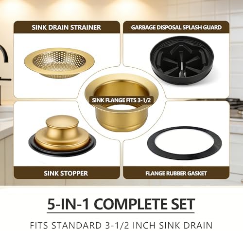 Garbage Disposal Flange 5-Piece Kit, 3.5" Putty-Free Leak-Proof Sink Stopper by - Image 3