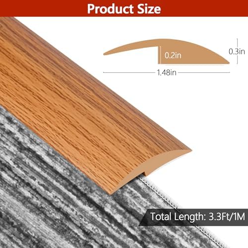 ToLanbbt 3.3Ft Floor Transition Strip Self Adhesive Carpet to Tile Floor Edging - Image 2