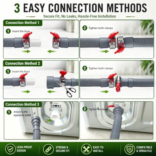 TTFLEX 10 FT Washing Machine Drain Hose, Washer Drain Hose Extension Kit - Image 6