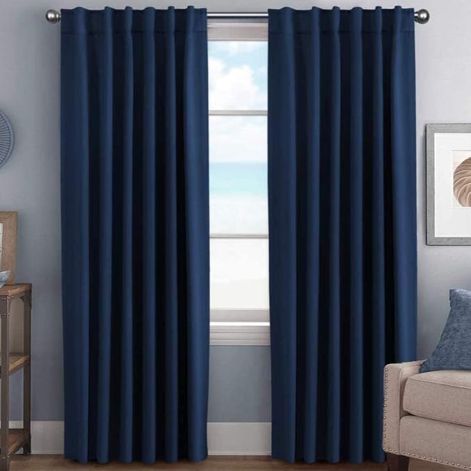 H.VERSAILTEX Back Tab Navy Blackout Curtains 102 Inch Long by HVERSAILTEX