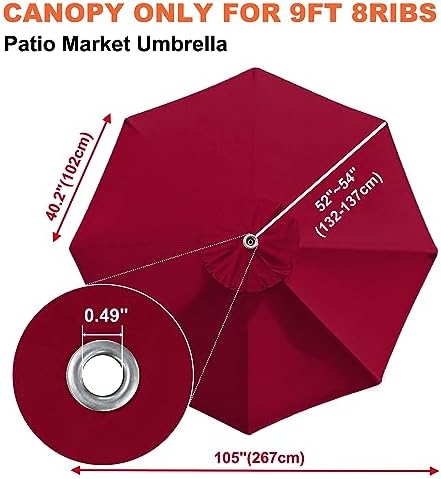 EliteShade USA 9FT Patio Umbrella Replacement Covers 8 Ribs Market Umbrella - Image 3
