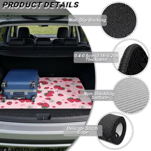 ELEQIN Pink Strawberry Daisy Car Cargo Liner Non Slip Backing Cargo Mat Rear - Image 6