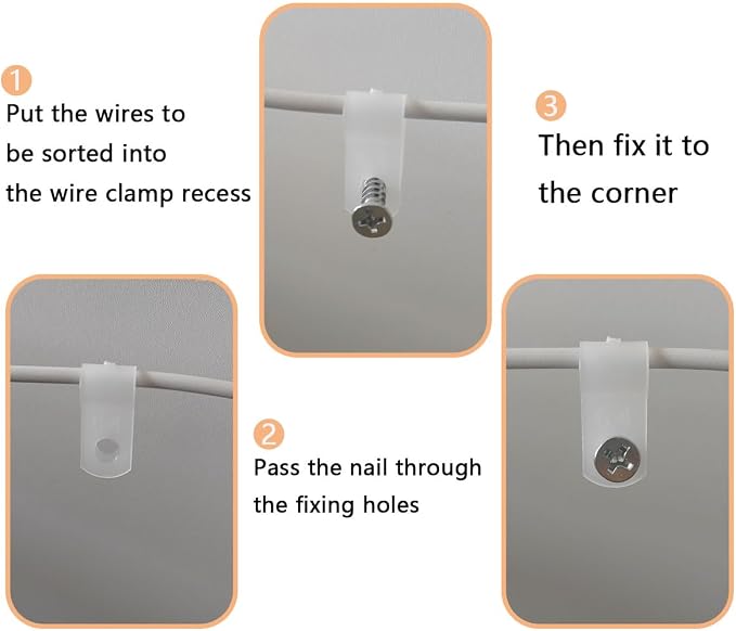 100 Pcs Wire Clamps, 1/4 White Cable Clamp R-Type | Nylon Screw Mounting Cord - Image 2