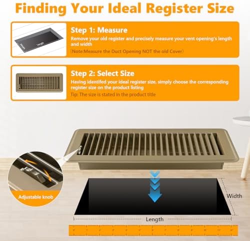 4 Pack Floor Vent Covers, Floor Register 4" x 12", Adjustable Decorative Vent - Image 4