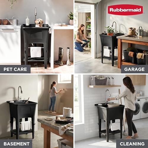 Rubbermaid Utility Sink Laundry Tub, Freestanding All-in-One Sink - Image 4