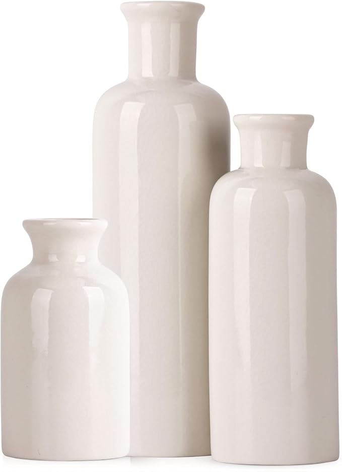 White Ceramic Vase Set by QIANLING