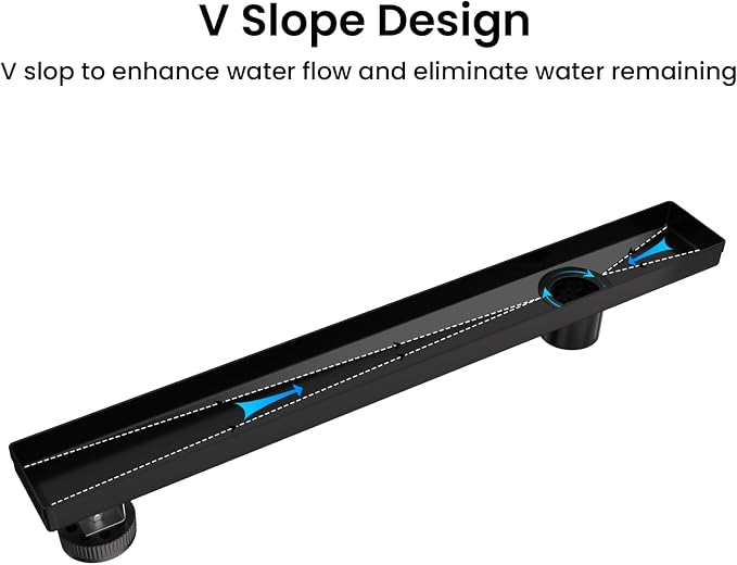 EXF Offset Linear Shower Drain 36 Inch Matte Black - Image 2