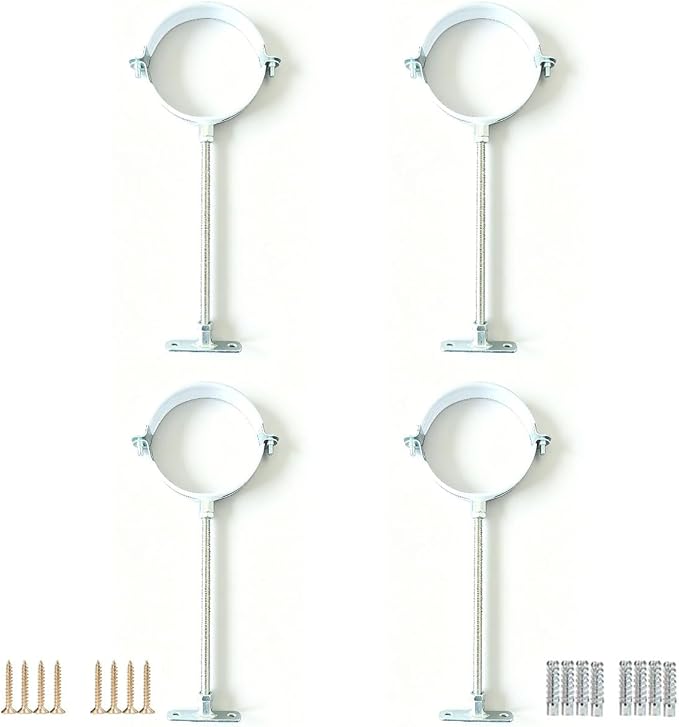 White 4 Sets 4-Inch Adjustable Pipe Hanger Strap, Heavy Duty Galvanized Iron by Unknown