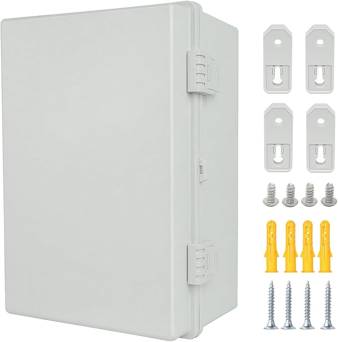 Junction Box, Hinged Grey Cover IP67 Waterproof ABS Project Box by Otdorpatio