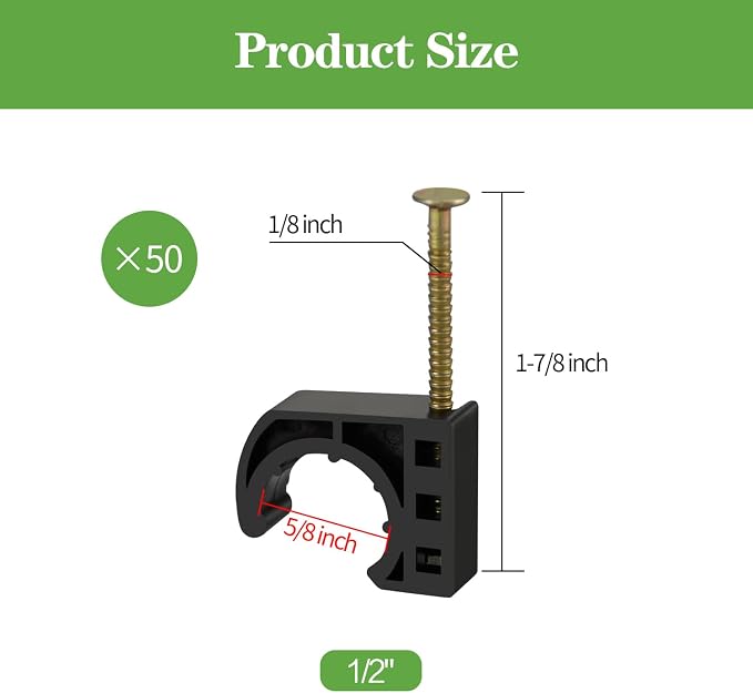 50 Pack 1/2" Half Clamps J-Hook - Image 3