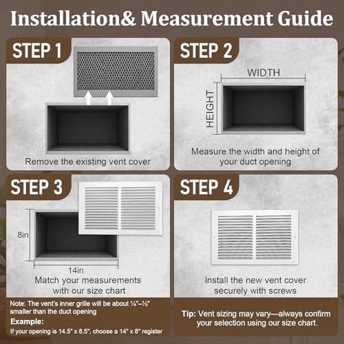 14x8 Steel Return Air Grille, HVAC Vent Cover Fits 14"W x 8"H Duct Opening - Image 5