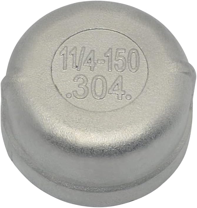 1-1/4" 1.25" Cap, NPT Female Threaded Cast Pipe Fitting, Stainless Steel 304 by Megairon