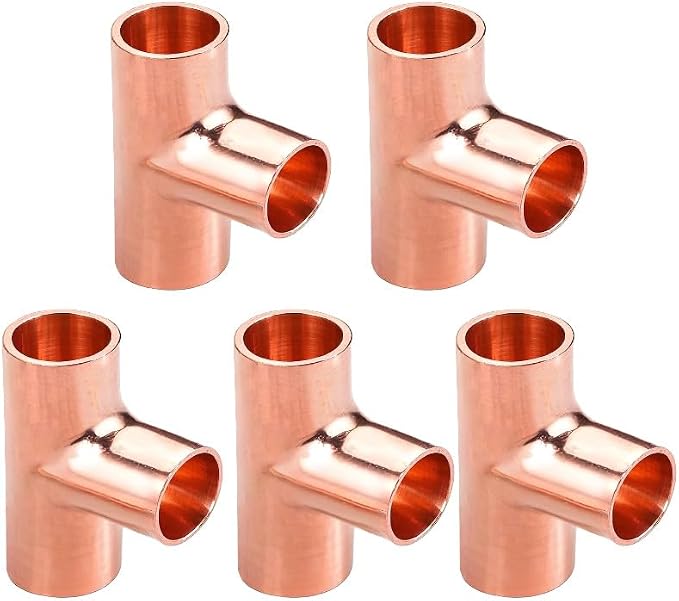 Copper Tee For 3/4"OD tubing, Copper Three-Way Fitting Welding Joint, Sweat by ZOWZEA