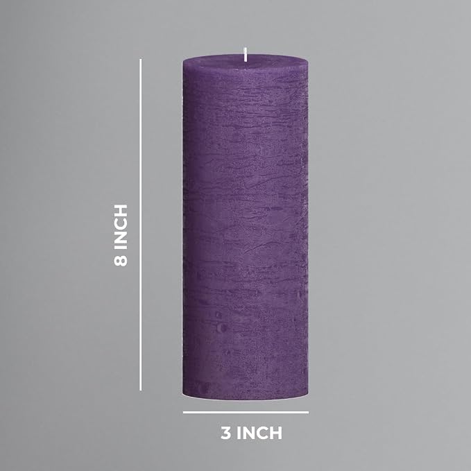 Purple Pillar Candles 3x8 Inch – Set of 2 Unscented Dripless Large Candles - Image 3