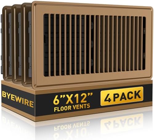 Floor Register Fits 6x12 or 12x6 Duct Opening, 4 Pack Brown Floor Vents by BYEWIRE
