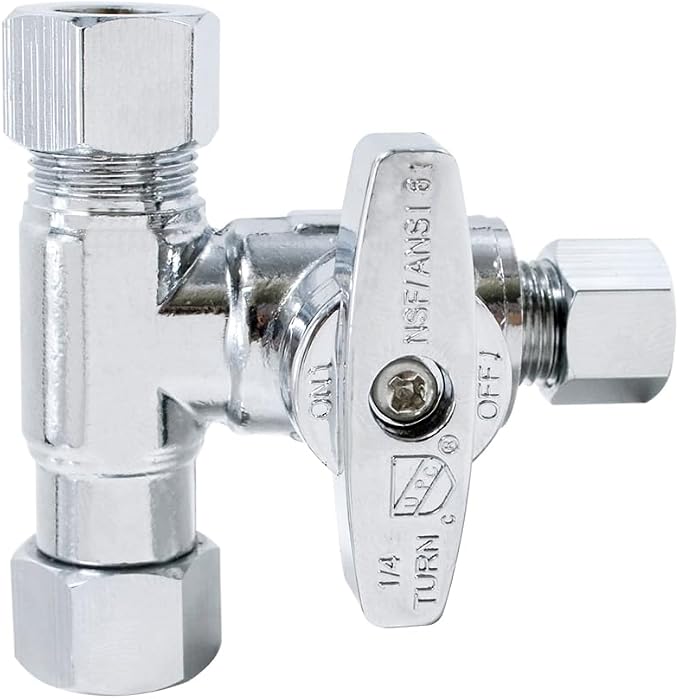 TTFLEX 3/8" x 3/8" x 1/4" Compression Tee Valve, Shut Off Valve, 1/4 Turn | T by TTFLEX