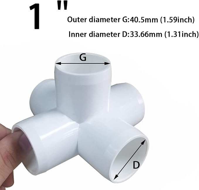 1“ Tee PVC Fitting 5 Way Elbow Connector, Furniture Grade 90 Degree Elbow Side - Image 2