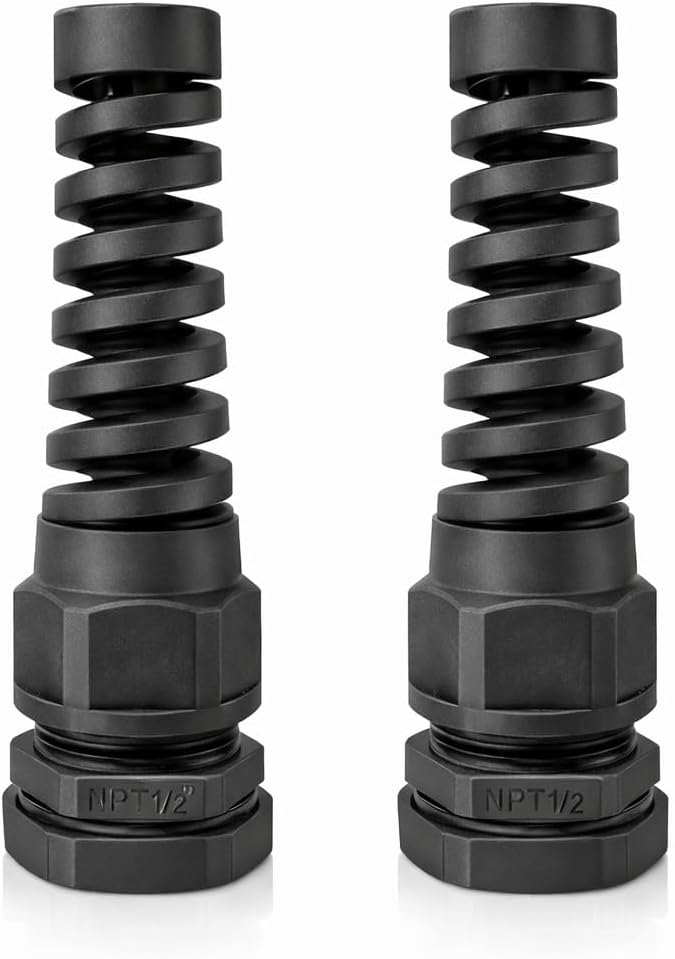 1/2" NPT Flexible Cable Gland, Spiral Pigtail Cord Grip Strain Relief by MGISpeedWare