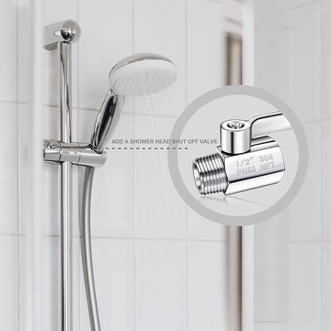 Shower Head Shut Off Valve 304 Stainless Steel Mini Ball Valve NPT Thread Water - Image 6