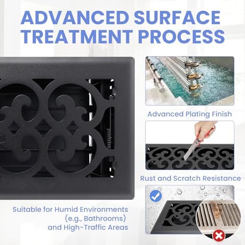 Howeall 4x10 Inches 2 Pack Heavy Duty Walkable Floor Register Easy Adjust Air - Image 3
