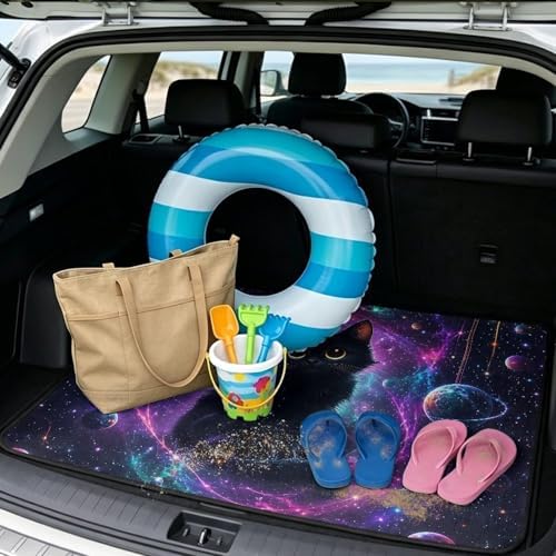 ELEQIN Car Trunk Mat Galaxy Black Cat Cargo Liner - Image 2
