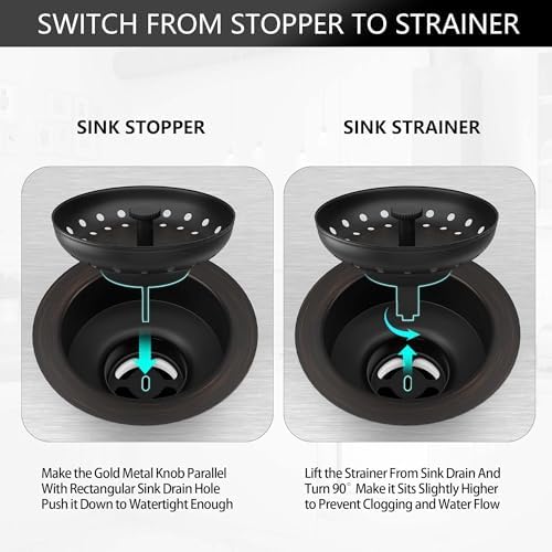 Kitchen Sink Drain Bronze 3-1/2 Inch Stainless Steel Kitchen Drain Strainer - Image 2