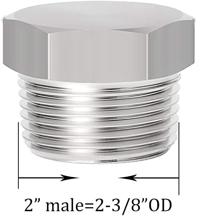 Joywayus Soild Stainless Steel Outer Head Hex Thread Socket Pipe Plug Fitting - Image 2