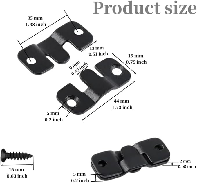 8 Pairs Interlocking Flush Mount Bracket Picture Hanging Hooks Stainless Steel - Image 2