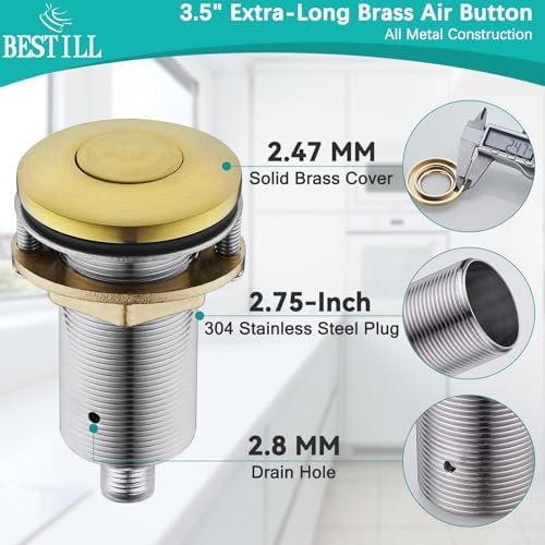 BESTILL Garbage Disposal Air Switch Kit in Brushed Brass, UL Listed - Image 3