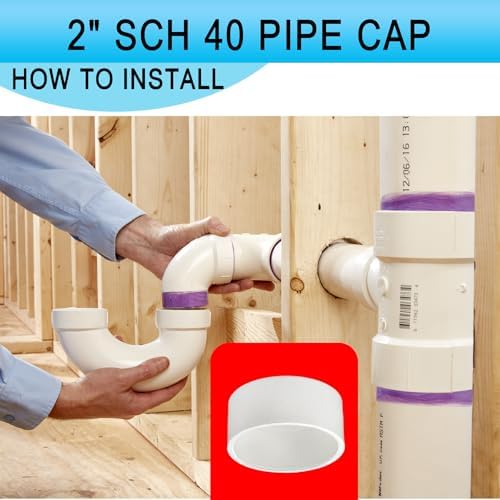 Asterbacks 2 inch PVC Socket Cap Schedule 40 White Pipe Fittings Connectors - Image 2