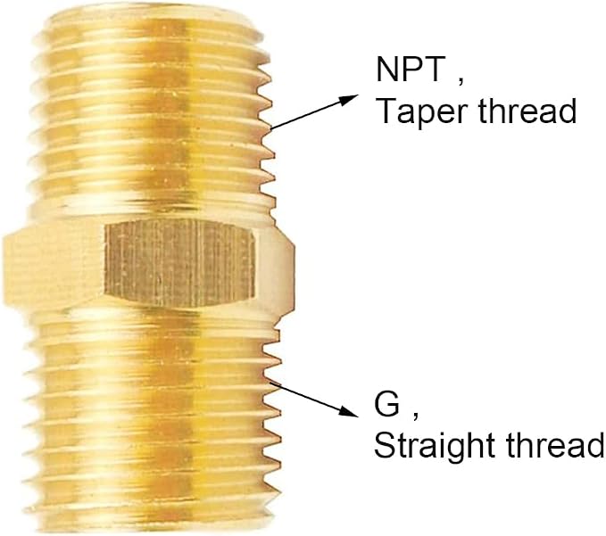 Joywayus 1/2" NPT Male Thread x 1/2" G Male Thread Brass Hex Nipple Fitting - Image 3