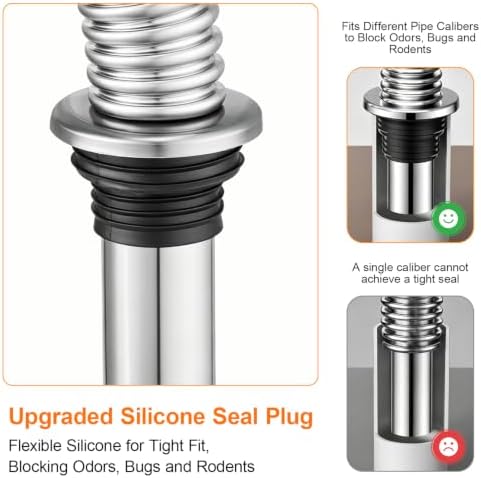 3PCS Kitchen Sink Drain Kit 304 Stainless Steel Sink Drain Pipe - Image 3