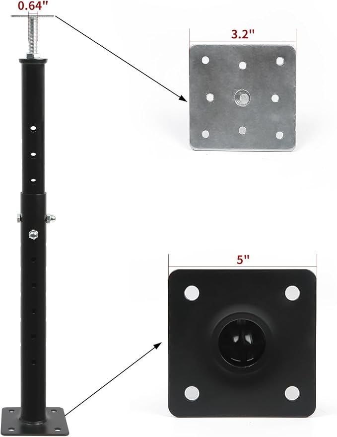 4-Pack House Floor Jacks, 19–35 Inch Adjustable Steel Posts, Suitable - Image 4