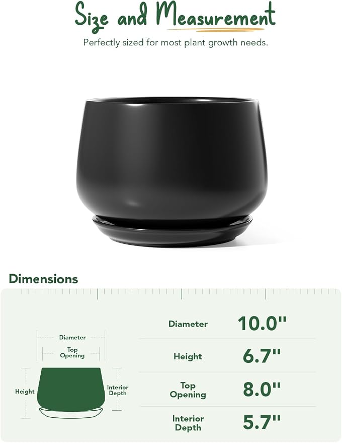 LE TAUCI Ceramic Planter, 10 Inch Plant Pot - Image 6