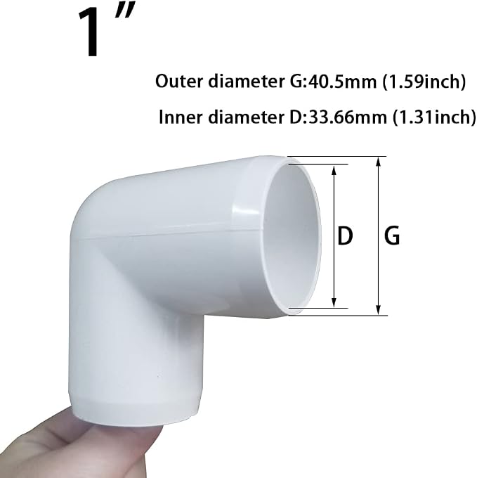1" 90 Degree PVC Elbow Fitting, Furniture Grade 2 Way Right Angle Elbow Side - Image 2