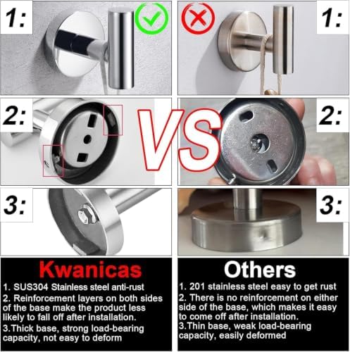 5 Pieces Polished Chrome Bathroom Hardware Accessories Set, SUS304 Stainless - Image 7