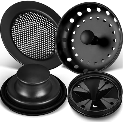 4 Pcs Matte Black Kitchen Sink Accessories Garbage Disposal Splash Guards 3.4'' by Yiyiring
