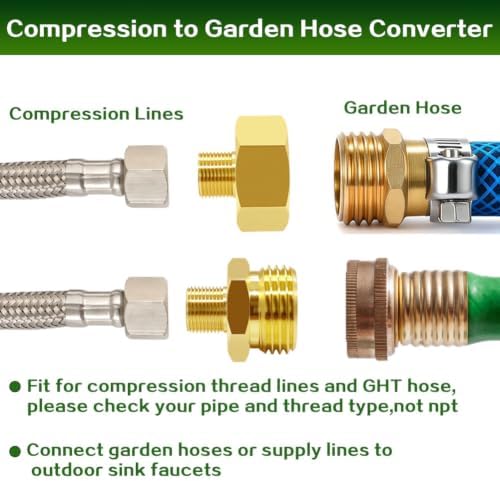 Lovegarden 2PCS 3/8 Compression Male to 3/4 GHT Garden Faucet Bushing Kit - Image 3