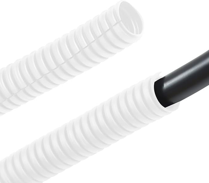 20FT 1/4in Wire Loom Split Tubing Auto Wire Conduit Flexible Cover White - Image 2