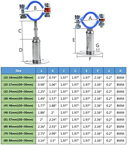 2PCS 304 Stainless Steel Wall Mount Ceiling Mount Pipe Supports, Adjustable - Image 2
