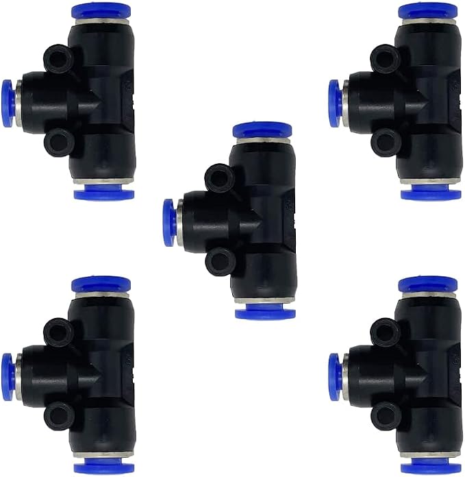 5 Pcs 1/4" x 1/8"x 1/4" Pneumatic T Shaped 3 Way Tube Reducer Connector by ROZESAZZ