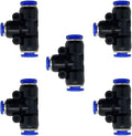 5 Pcs 1/4" x 1/8"x 1/4" Pneumatic T Shaped 3 Way Tube Reducer Connector by ROZESAZZ