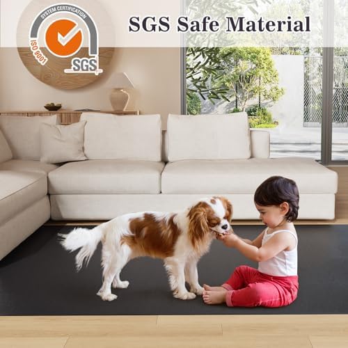 5'×7' Black Floor Mat for Under Dining Room Table, Plastic Area Rug - Image 3